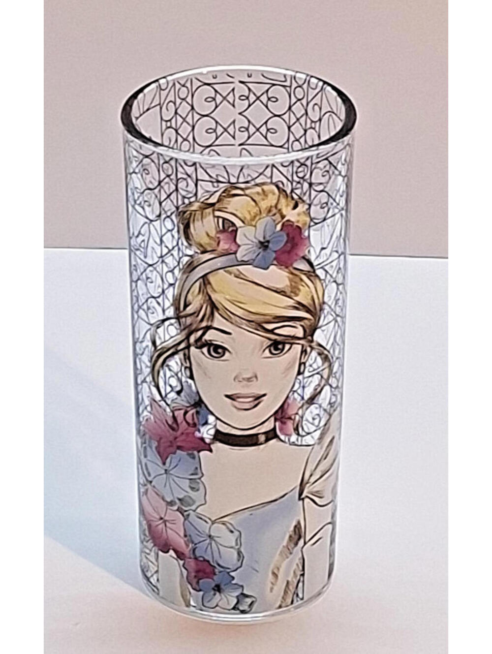 Cinderella Disney Fashionista Princess Floral Tumbler Glass Set Silver Buffalo